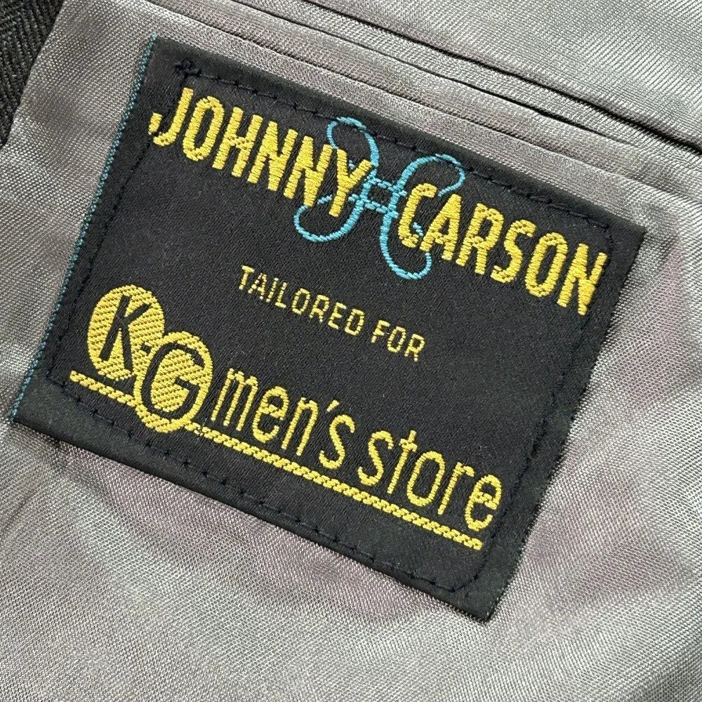 VINTAGE‎ Johnny Carson Blazer Mens 42 Pinstripe Wool Sport Coat Classic USA 90s